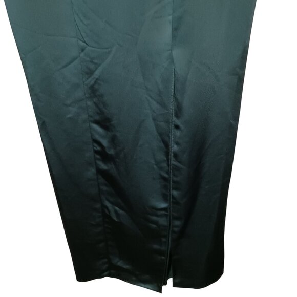 NEW‎ After Six Draped Cowl-Back Princess Line Dress Front Slit Evergreen Size 2 - Picture 5 of 14